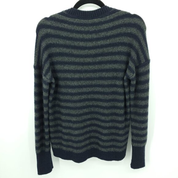Vince Merino Wool/Camel Blend Slouchy Stripe Sweater M Black/Gray - Picture 3 of 16